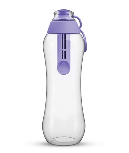Butelka dafi w kolorze wrzosu, fioletowa butelka filtrująca dafi określana mianem wrzosowej