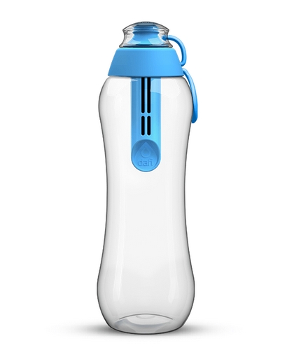Butelka dafi z zatyczką w odcieniu niebieskiego, określanym jako niebiański lub błękitny