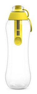 Cytrynowa butelka filtrująca do wody kranowej Dafi zawierająca filtry do butelki Dafi w kolorze żółtym.